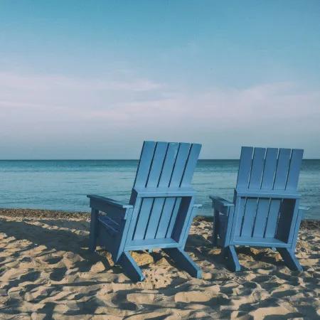 Adirondack chairs on Revere Beach